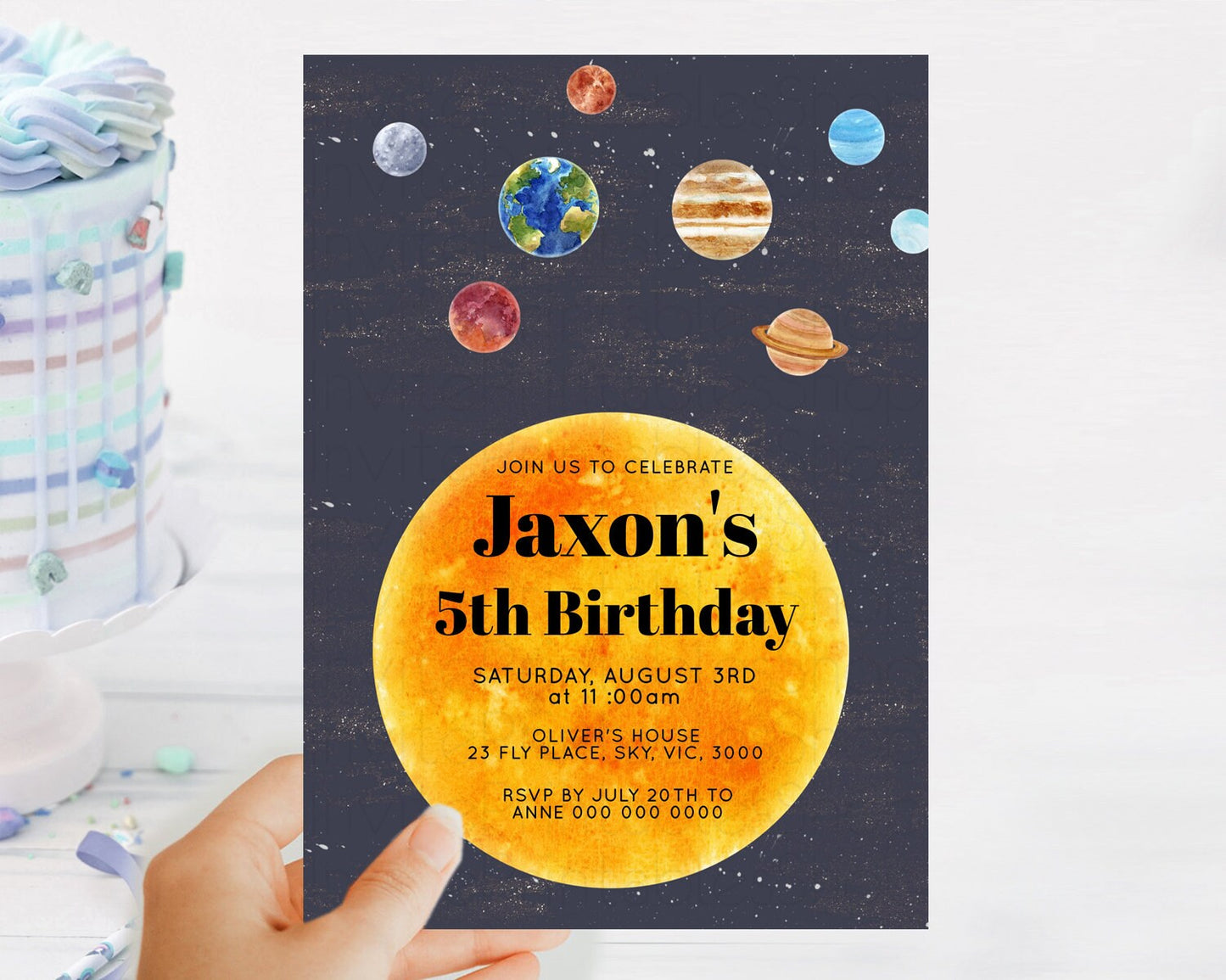 Space Birthday Invitation Space 1st Birthday Invites First Trip Around the Sun Invite Sky Stars Planets Milkyway Solar System Invite D10430