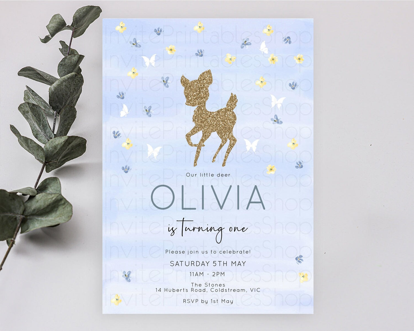 Editable Fawn Birthday Invitation Deer Birthday Invitation Enchanted Forest