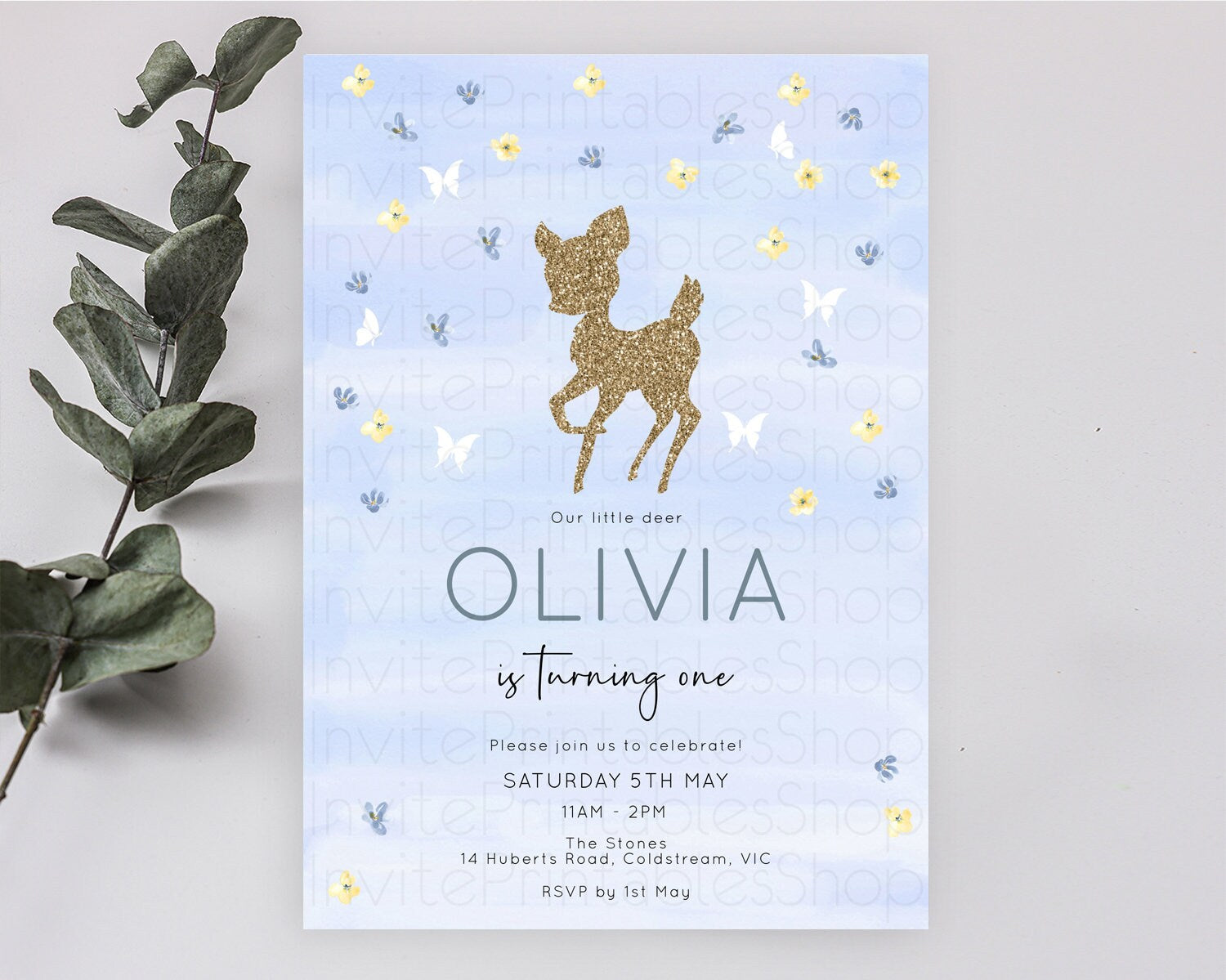 Editable Fawn Birthday Invitation Deer Birthday Invitation Enchanted Forest