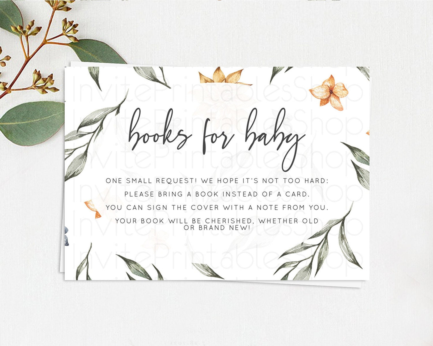 Editable Secret Garden Books For Baby Card Boho Wildflower Book Insert Paste