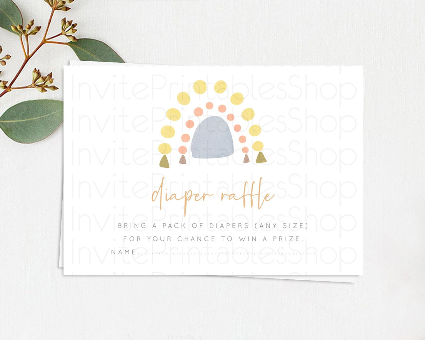Pastel Rainbow Diaper Raffle Card Boho Rainbow Diaper Insert Boho Rainbow Diaper Ticket Pastel Watercolor Baby Shower Raffle Game D10688