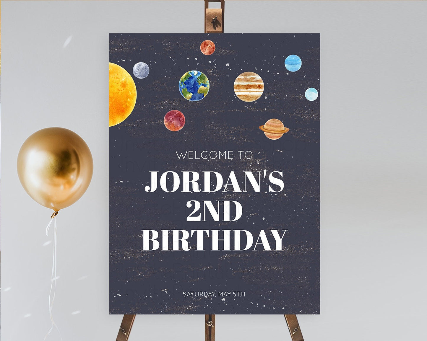 Space Birthday Welcome Sign Space Welcome Board First Trip Around the Sun Welcome Poster Planets Solar System ONE year Birthday Sign D10144