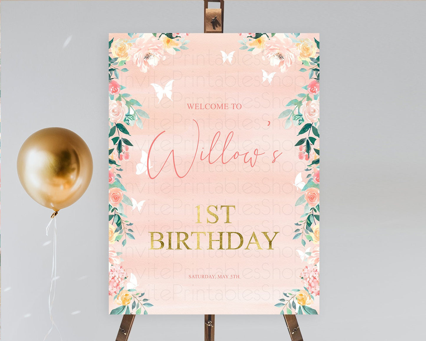 Secret Garden Welcome Sign Wildflower Welcome Board Pastel Flower Garden Welcome Poster Boho Wildflower First Birthday Welcome Sign D10245