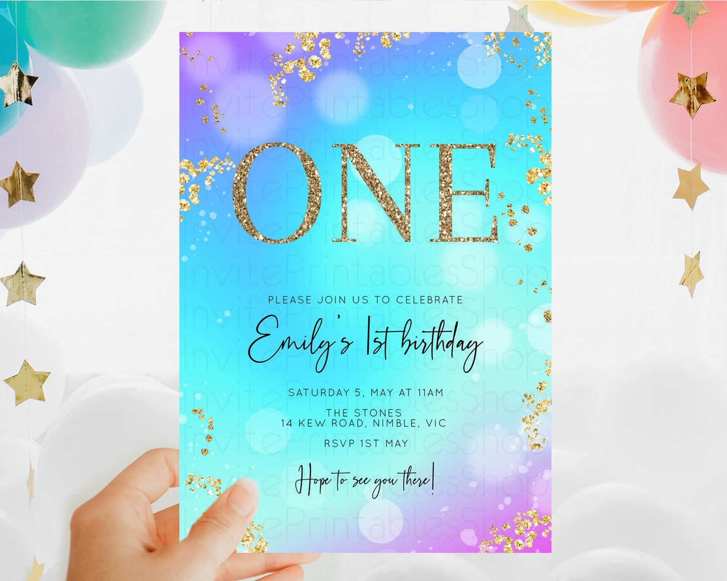 Editable Mermaid Birthday Invitation Mermaid Invitation Rainbow Fish Under T