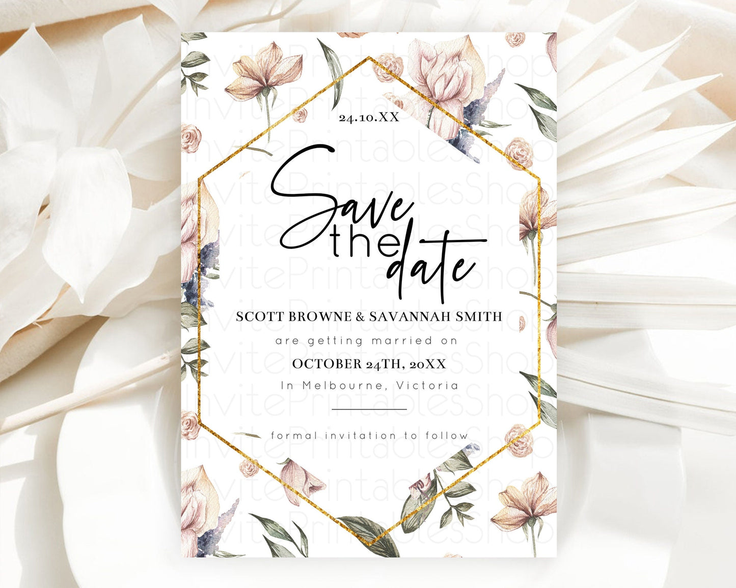 Wildflower Save The Date Template Secret Garden Save The Date Pastel Floral Garden Party Boho Flowers Birthday Baby Shower Wedding D10504