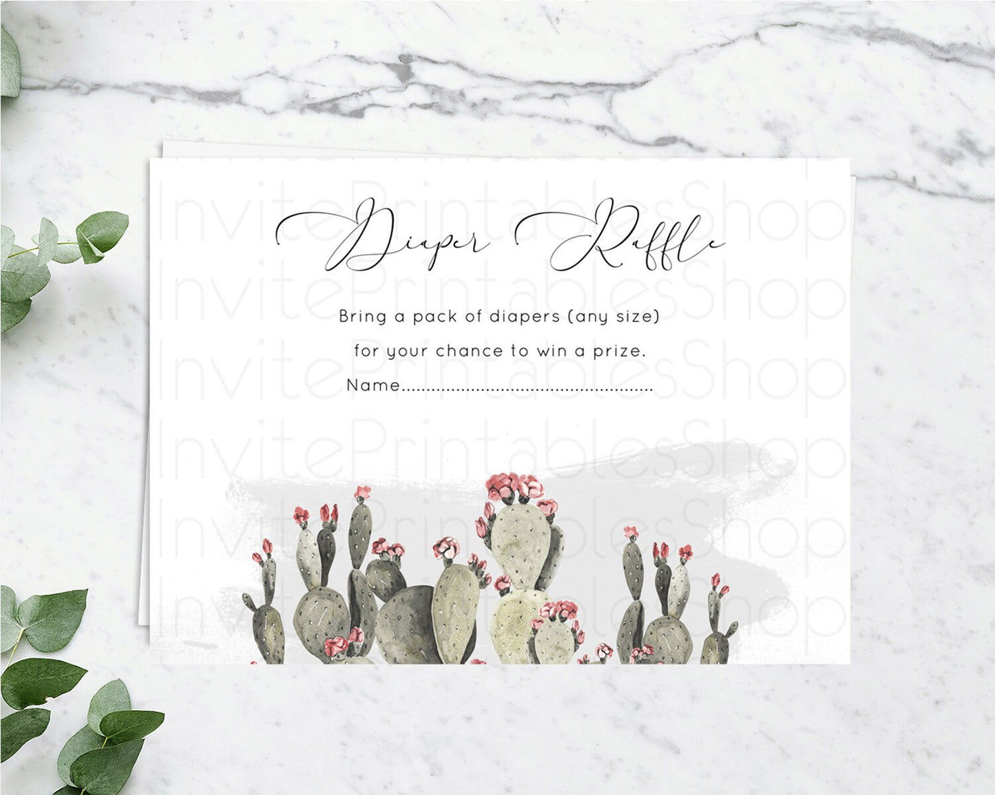 Editable Prickly Pear Diaper Raffle Card Prickly Pear Diaper Raffle Insert C