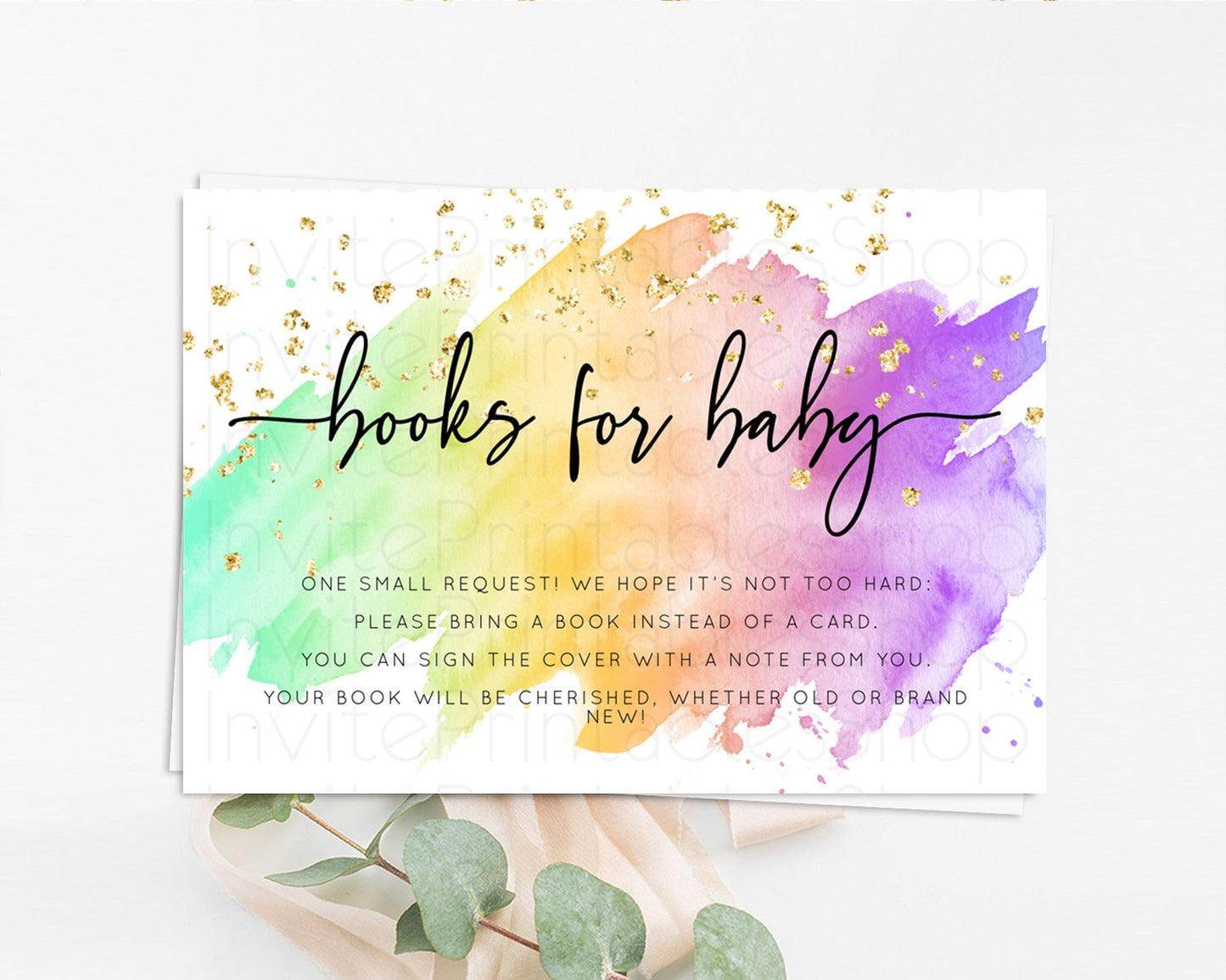 Pastel Books For Baby Card Pastel Rainbow Book Insert Colorful Ombre Watercolor Book Card Confetti Glitter Baby Book Poem Request D10518