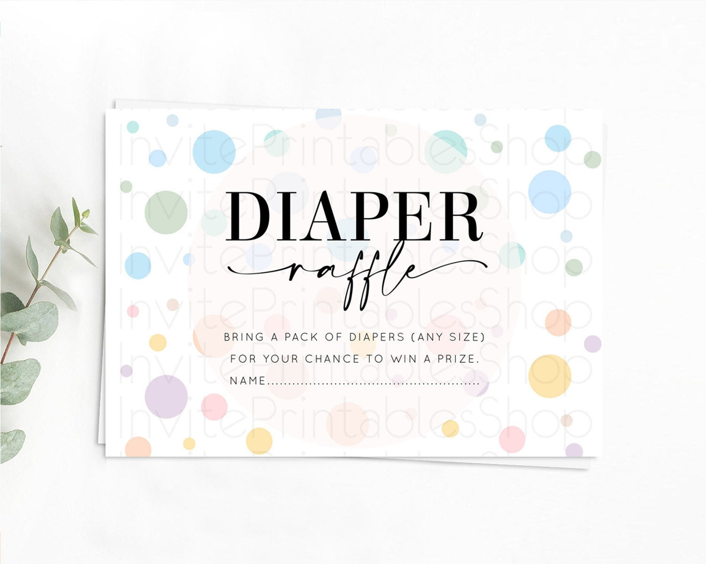 Rainbow Diaper Raffle Card Pastel Sprinkles Diaper Raffle Insert Rainbow Confetti Diaper Ticket Colorful Bubbles Pastel Raffle Game D10135