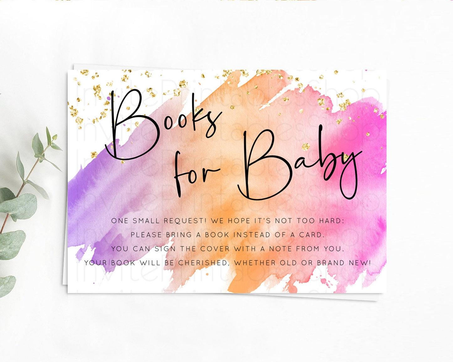 Pastel Books For Baby Card Pastel Rainbow Book Insert Colorful Ombre Watercolor Book Card Confetti Glitter Baby Book Poem Request D10488