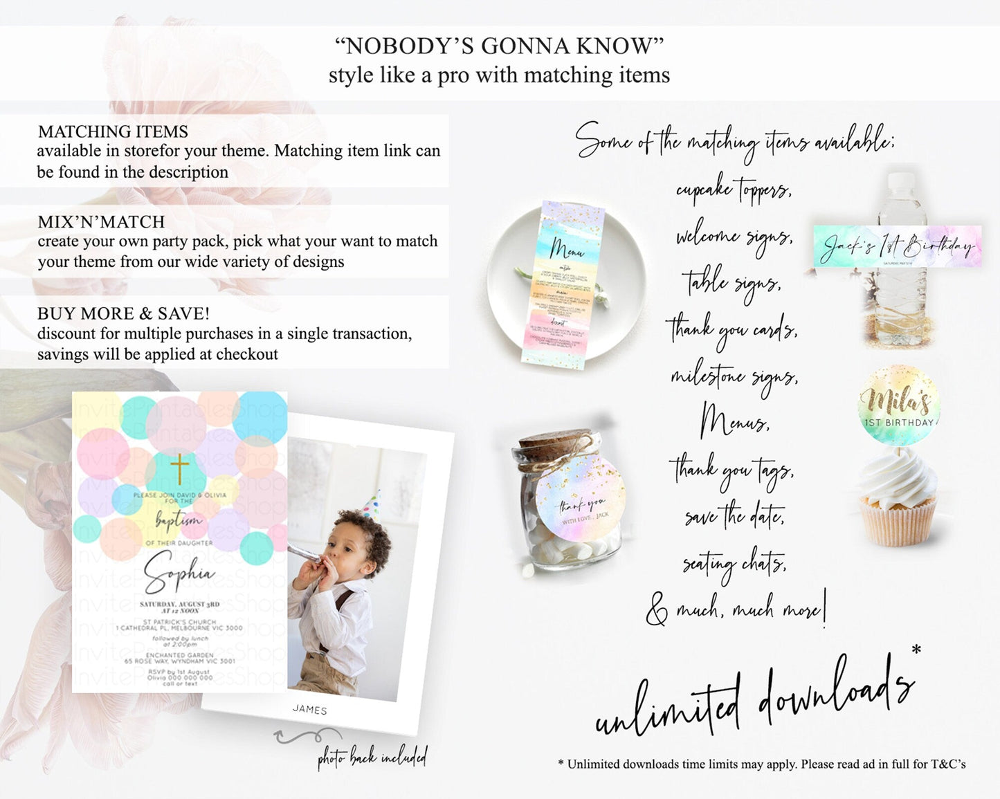 Pastel Baptism Invitation Pastel Confetti Baptism 1st Birthday Invitation Colorful Rainbow Confetti Bubbles Christening Invitation D10784