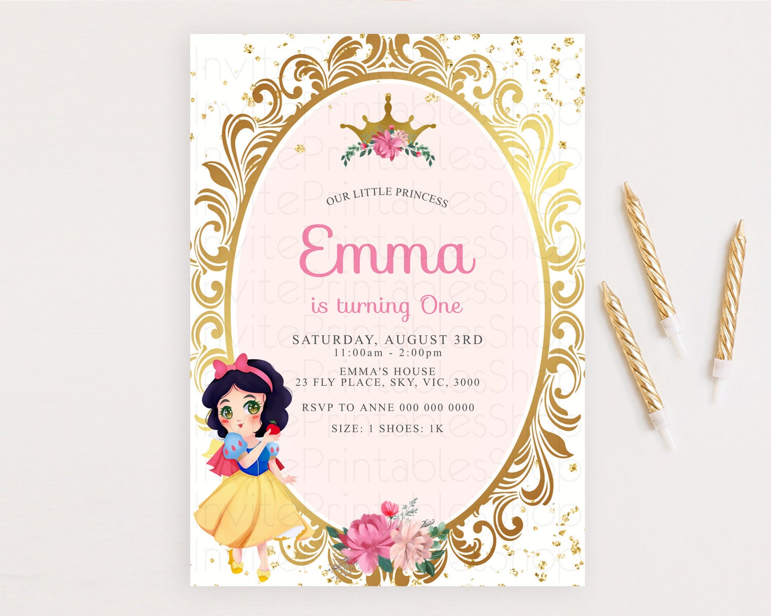 Editable Princess Birthday Invitation Castle Invitation Royal Birthday Fairy