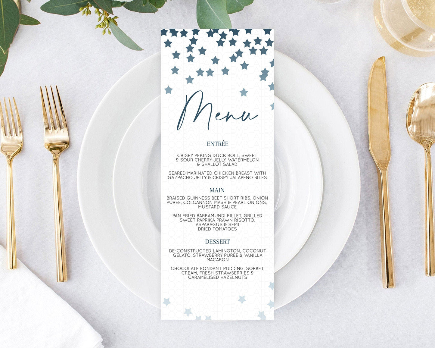 Star Menu Template Pastel Stars Menu Shooting Star Twinkle Little Star Decor Rainbow Colorful Confetti Dinner Dessert Food Menu D10308