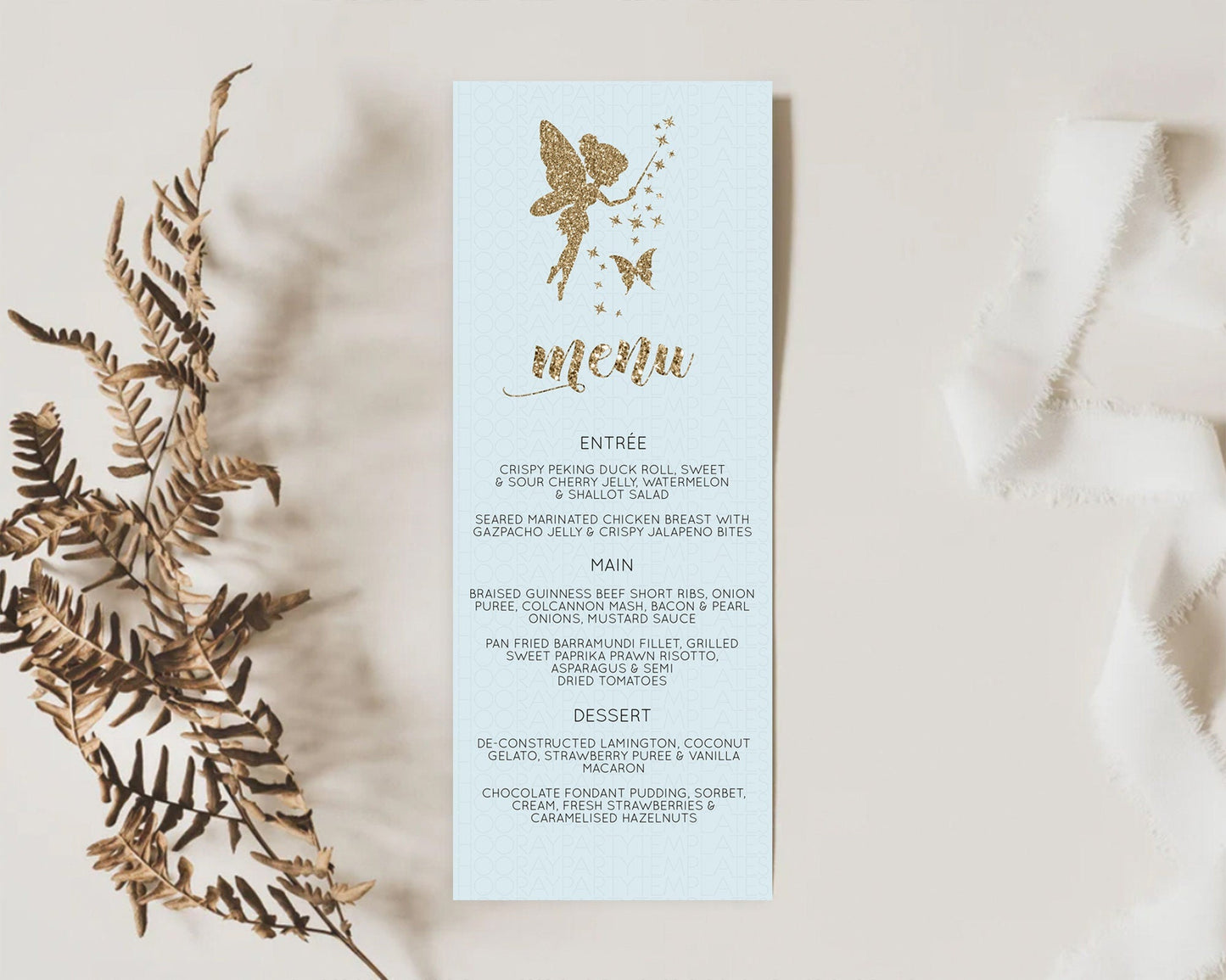 Fairy Menu Fairy Menu Template Enchanted Garden Pastel Floral Butterfly Table Decor Fairy Secret Garden Dinner Dessert Food Menu D10907
