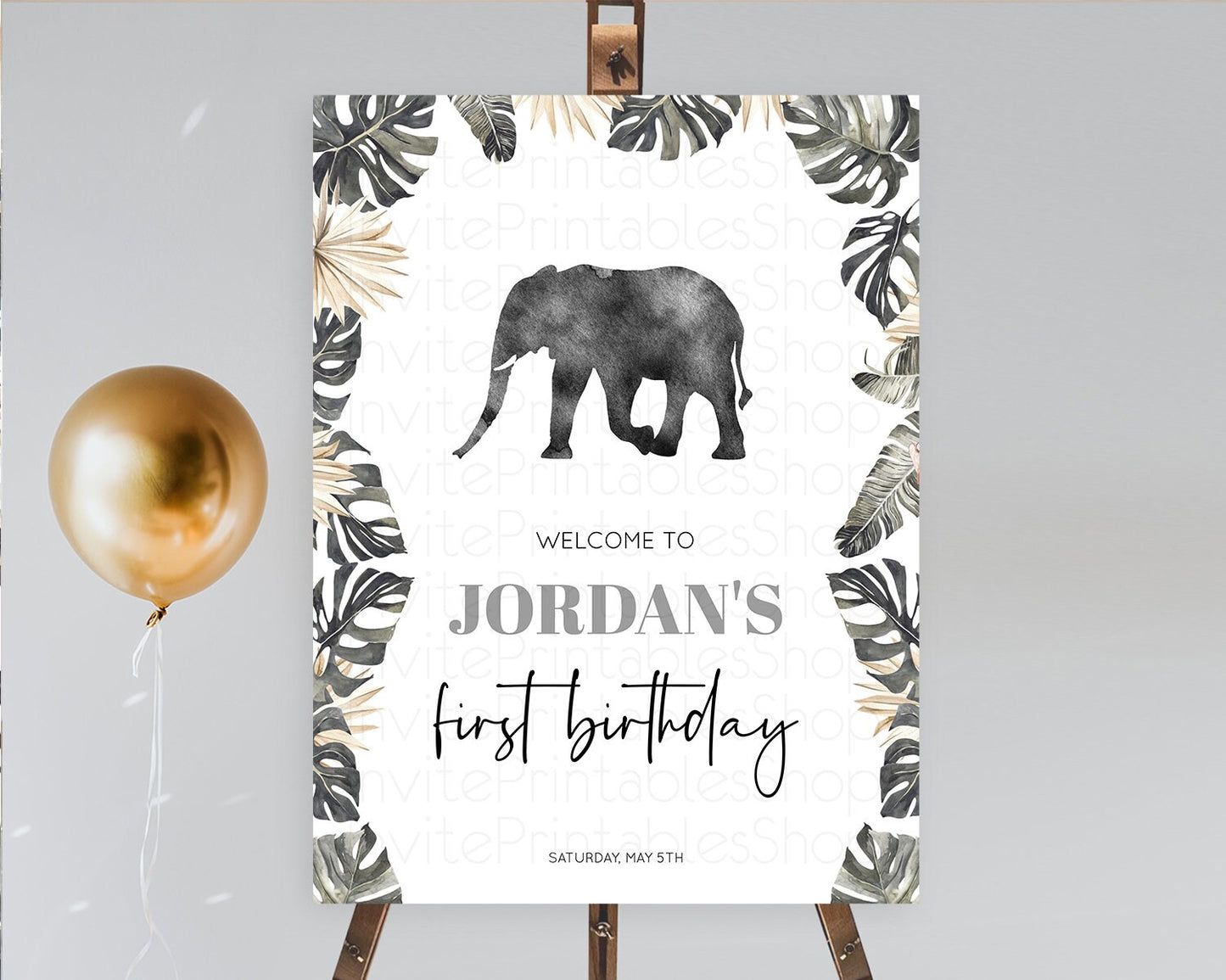 Elephant Welcome Sign Elephant Welcome Board Elephant Party Welcome Poster Safari Party Decor Elephant First Birthday Welcome Sign D10803