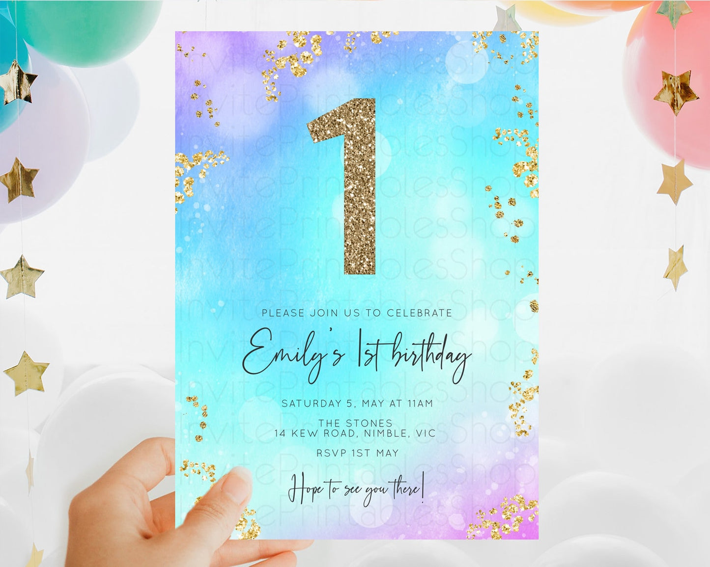 Mermaid Birthday Invitation Mermaid Invitation Rainbow Fish Under The Sea Colorful Pastel Mermaid Pool Party 2nd 1st First Birthday D10573