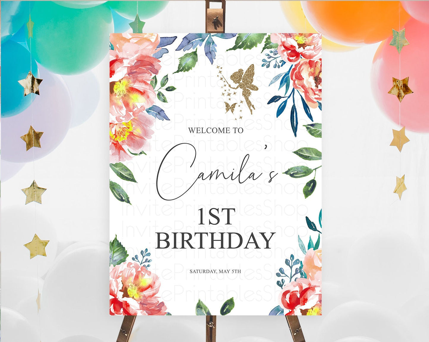 Fairy Welcome Sign Fairy Welcome Board Enchanted Garden Pastel Floral Butterfly Decor Secret Garden First Birthday Welcome Sign D10752