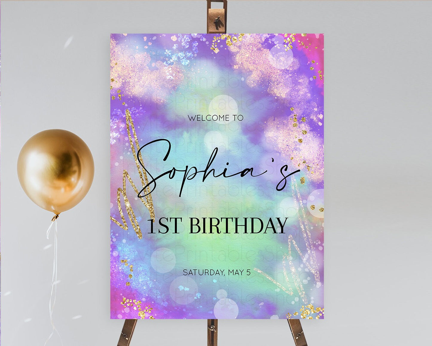 Pastel Welcome Sign Pastel Rainbow Welcome Sign Colorful Rainbow Confetti Watercolor Glitter Pastel First Birthday Welcome Sign D10680