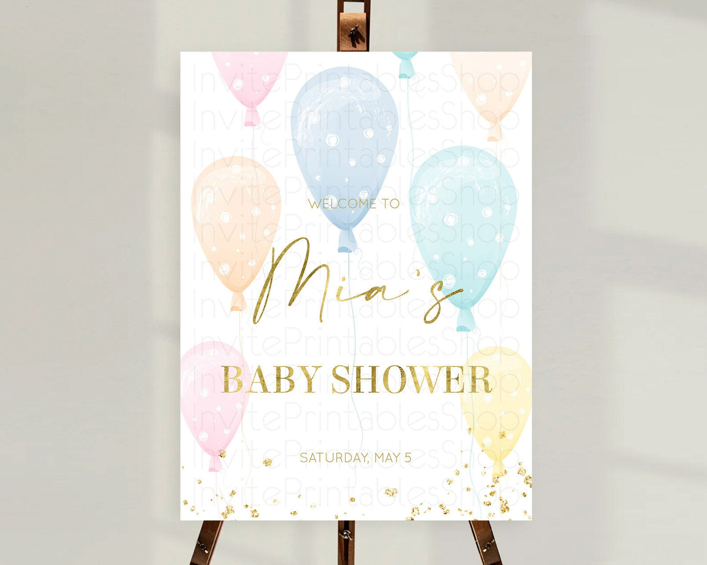 Pastel Balloons Baby Shower Welcome Sign Colorful Balloon Welcome Board Rainbow Balloon Welcome Poster Confetti Balloon Welcome Sign D10182