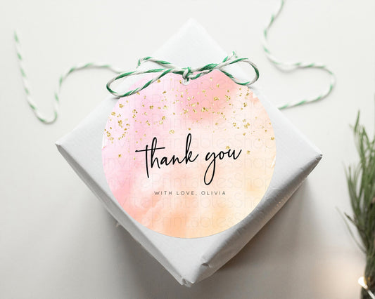 Editable Pink Thank You Tags Pink Watercolor Thank You Gift Tags Pastel Pink