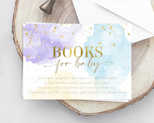Editable Pastel Books For Baby Card Pastel Rainbow Book Insert Colorful Ombr