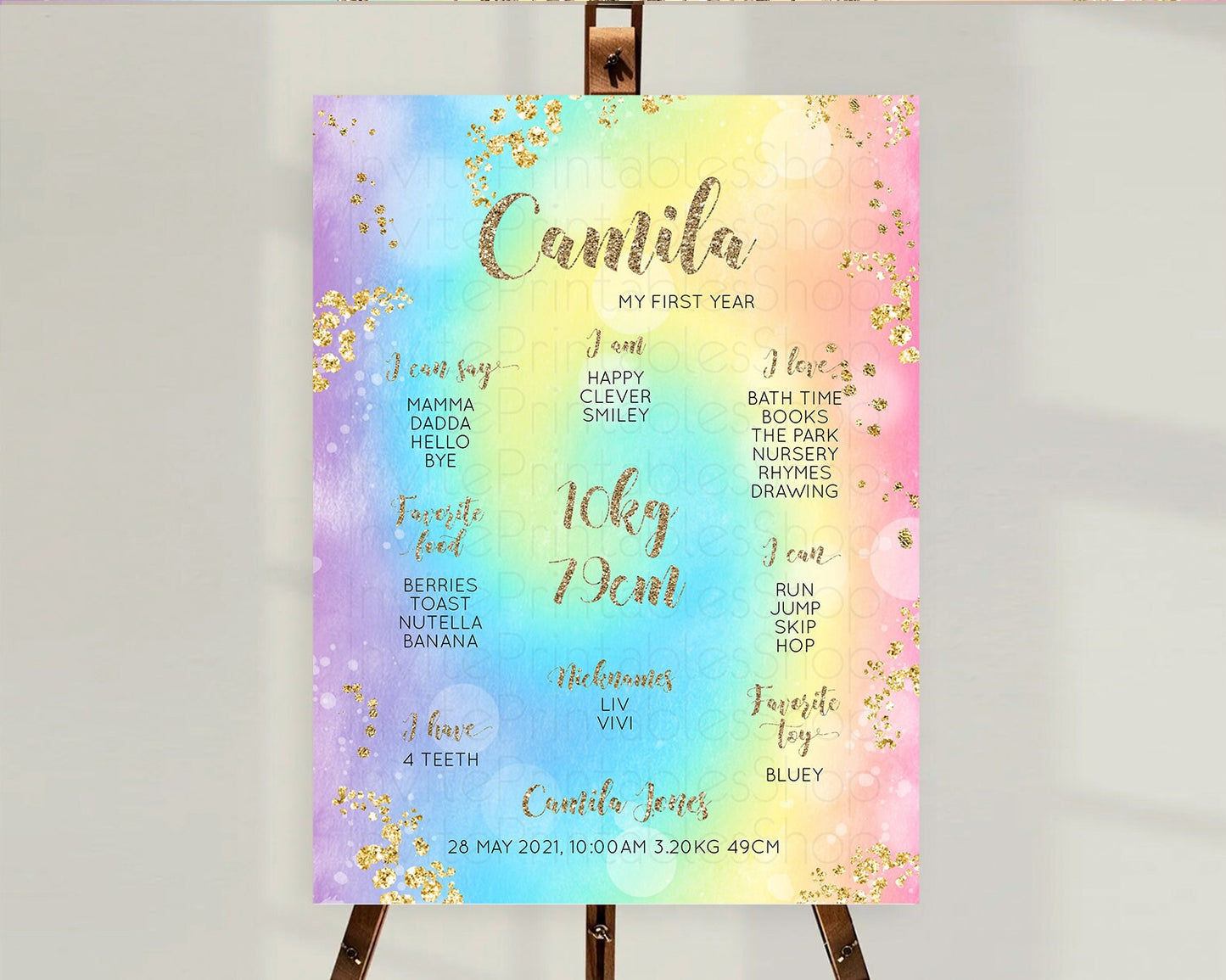 Tie Dye Milestone Board Rainbow First Birthday Milestone Poster Pastel Milestone Colorful Milestone Board Pastel Rainbow Birthday D10568