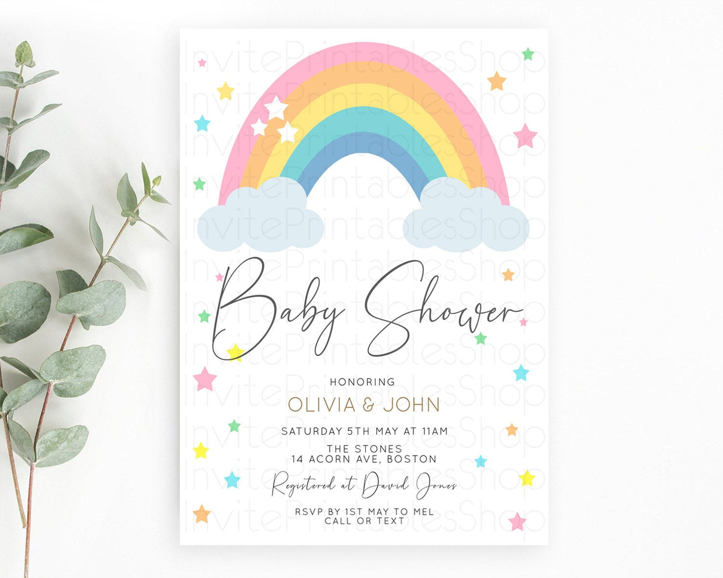 Pastel Rainbow Baby Shower Invitation Pastel Rainbow Invitation Rainbow Baby Invitation Pastel Invitation Boho Rainbow Invitation D11023