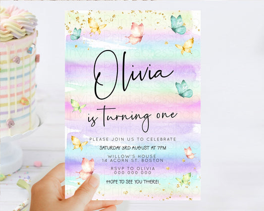 Editable Pastel Butterfly Birthday Invitation Butterfly Birthday Invitation