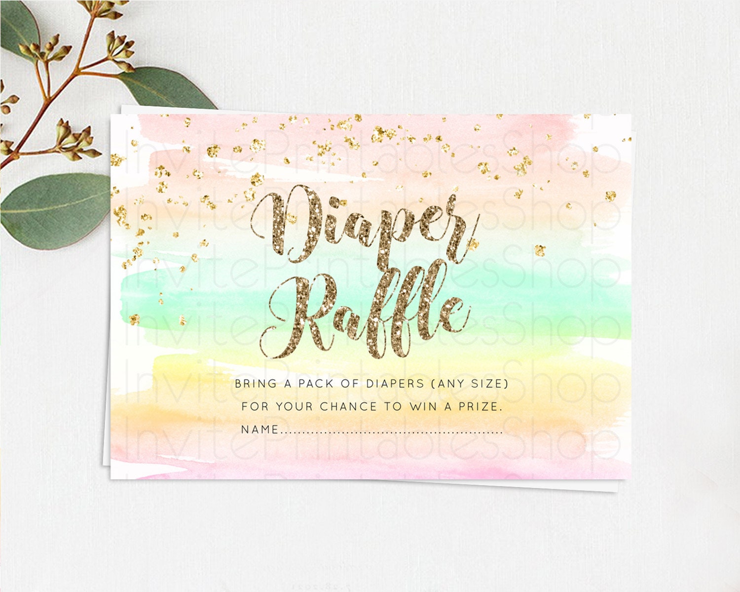 Editable Pastel Diaper Raffle Card Pastel Rainbow Diaper Raffle Insert Color