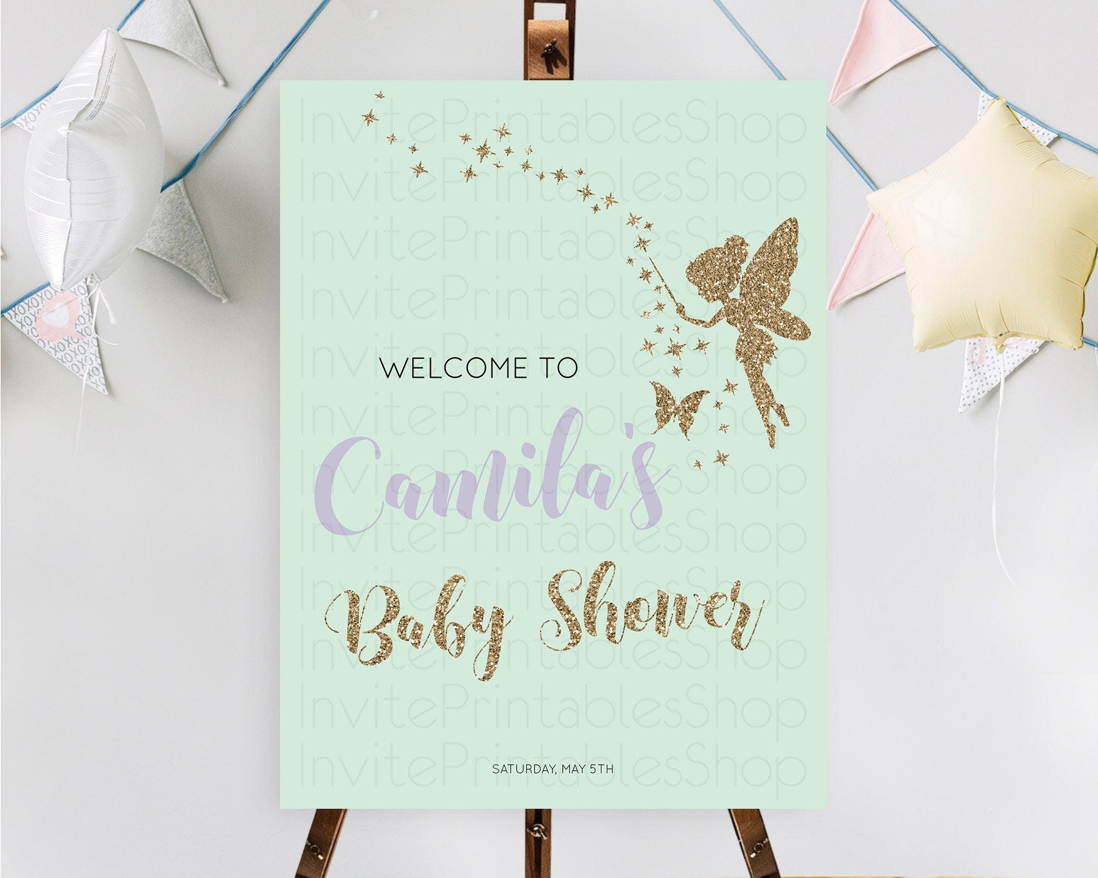 Editable Fairy Baby Shower Welcome Sign Fairy Welcome Board Enchanted Garden
