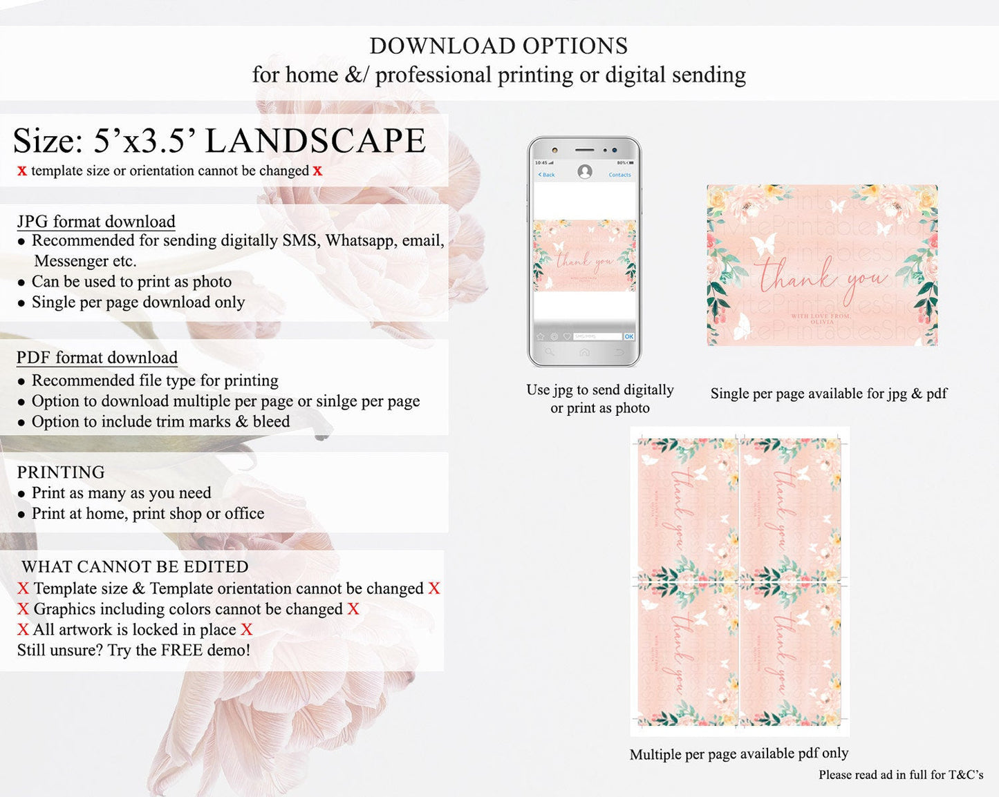 Secret Garden Thank You Wildflower Thank You Card Pastel Flower Garden Birthday Thank You Card Boho Floral Teacher Thank You Card D10245