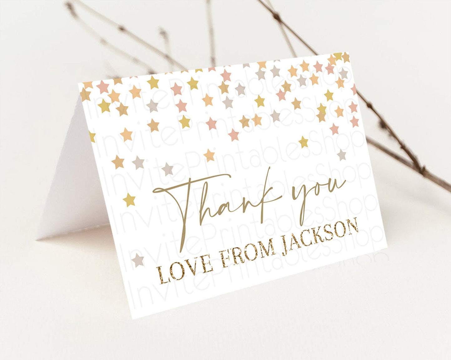 Star Thank You Card Pastel Stars Thank You Shooting Star Rainbow Colorful Confetti Twinkle Little Star Birthday Teacher Thank You D10342