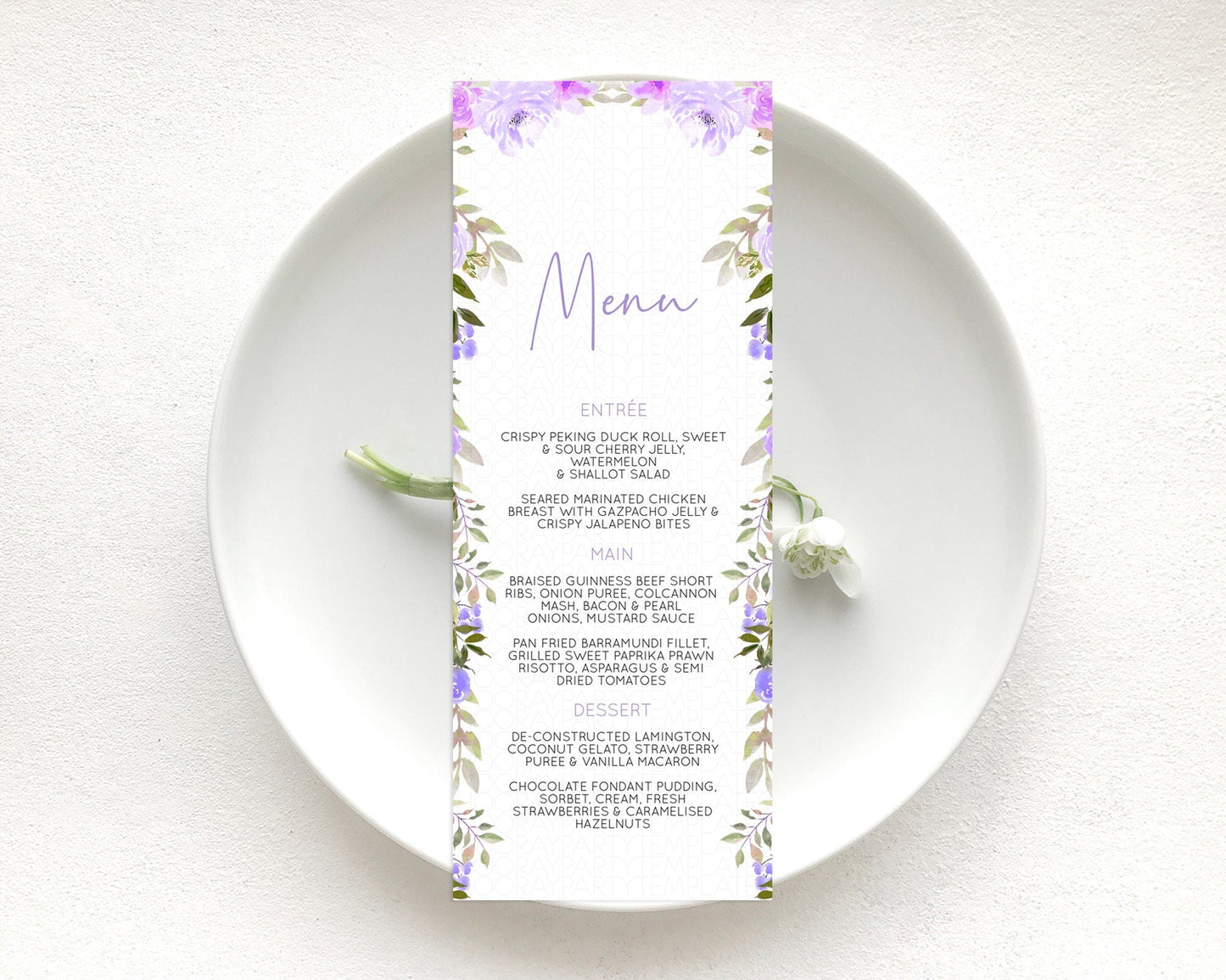 Secret Garden Menu Wildflower Menu Template Pastel Flower Garden Table Decor Boho Floral Dinner Dessert Floral Party Food Menu D10719