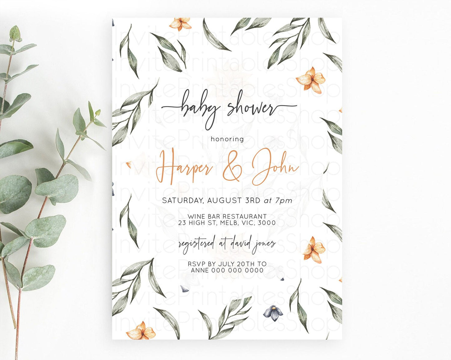 Wildflower Baby Shower Invitation Secret Garden Baby Shower Invitation Pastel Flowers Invite Enchanted Garden Shower Floral Theme D10544