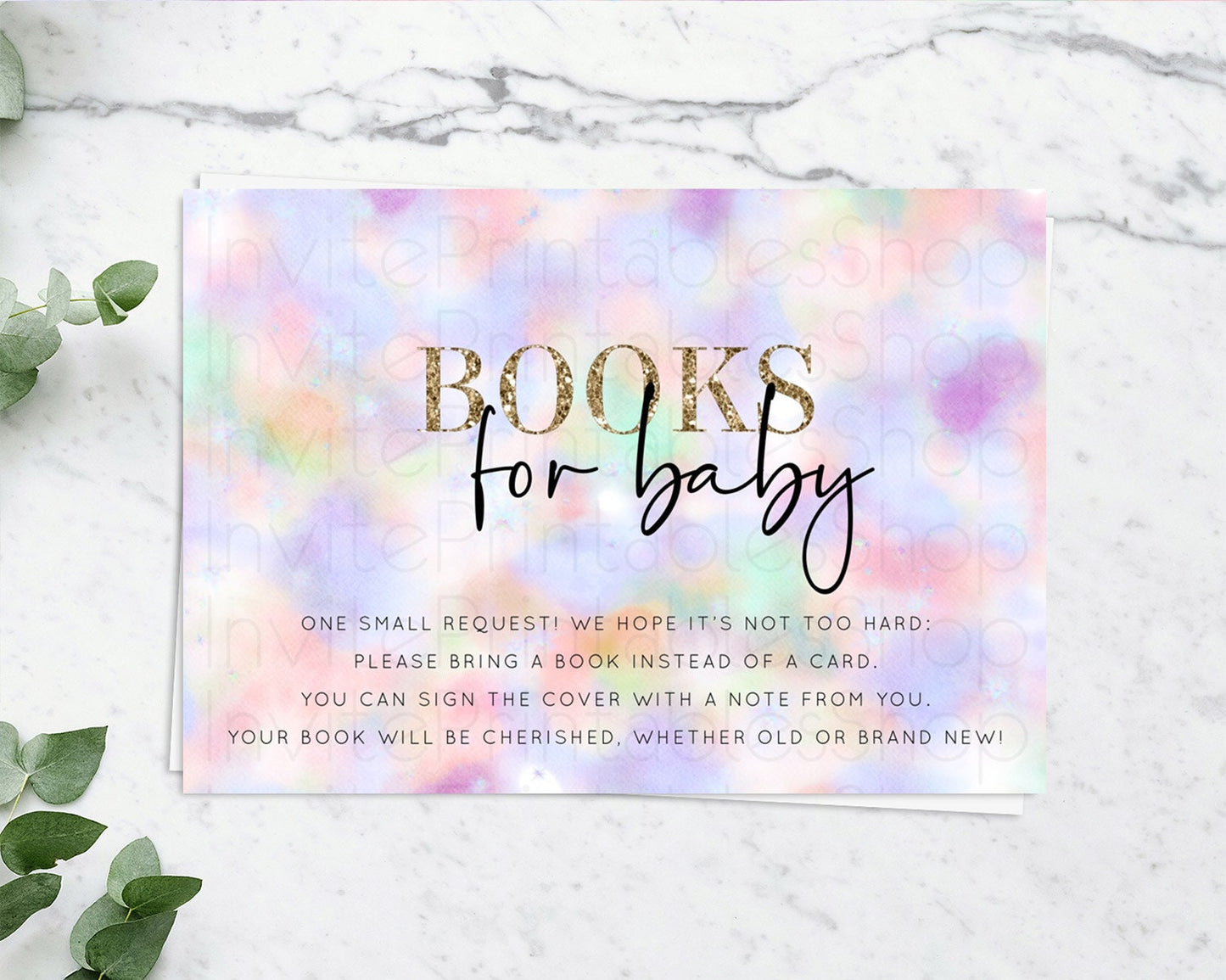 Pastel Books For Baby Card Pastel Rainbow Book Insert Colorful Ombre Watercolor Book Card Confetti Glitter Baby Book Poem Request D10697