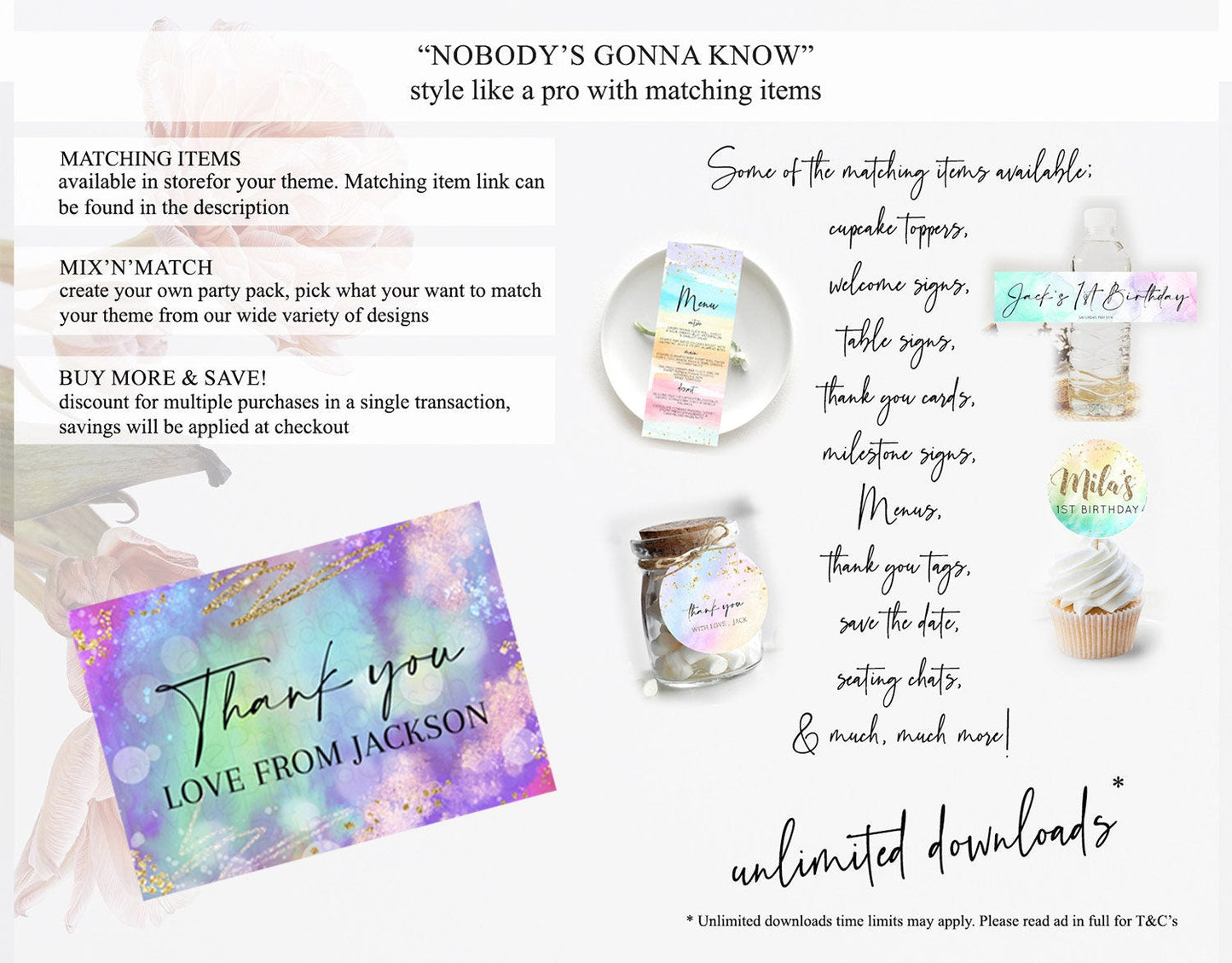 Tie Dye Thank You Rainbow Tie Dye Thank You Card Pastel Birthday Thank You Colorful Pastel Cards Rainbow Teacher Thank You Card D10680