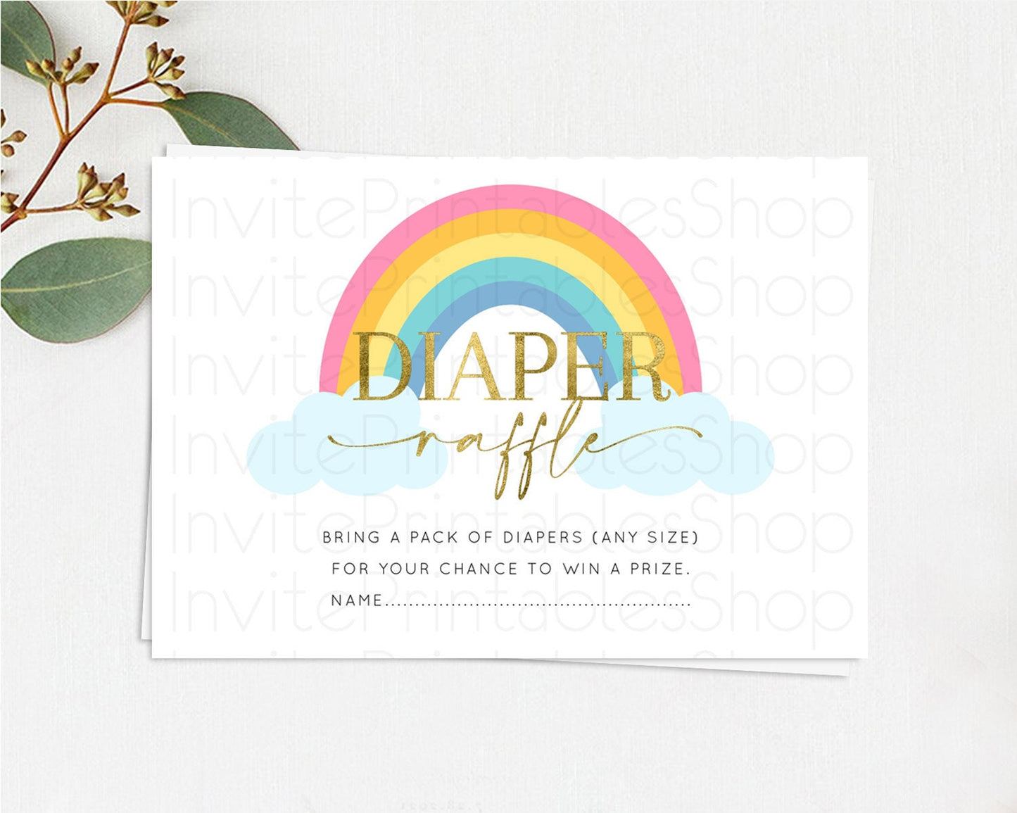 Pastel Rainbow Diaper Raffle Card Boho Rainbow Diaper Insert Boho Rainbow Diaper Ticket Pastel Watercolor Baby Shower Raffle Game D10123