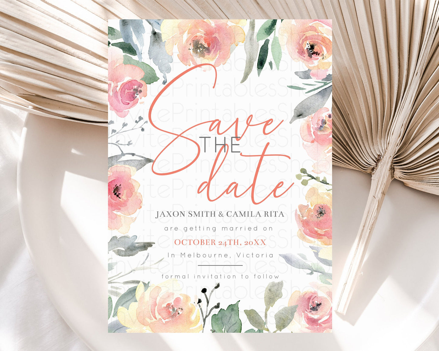 Wildflower Save The Date Template Secret Garden Save The Date Pastel Floral Garden Party Boho Flowers Birthday Baby Shower Wedding D10778