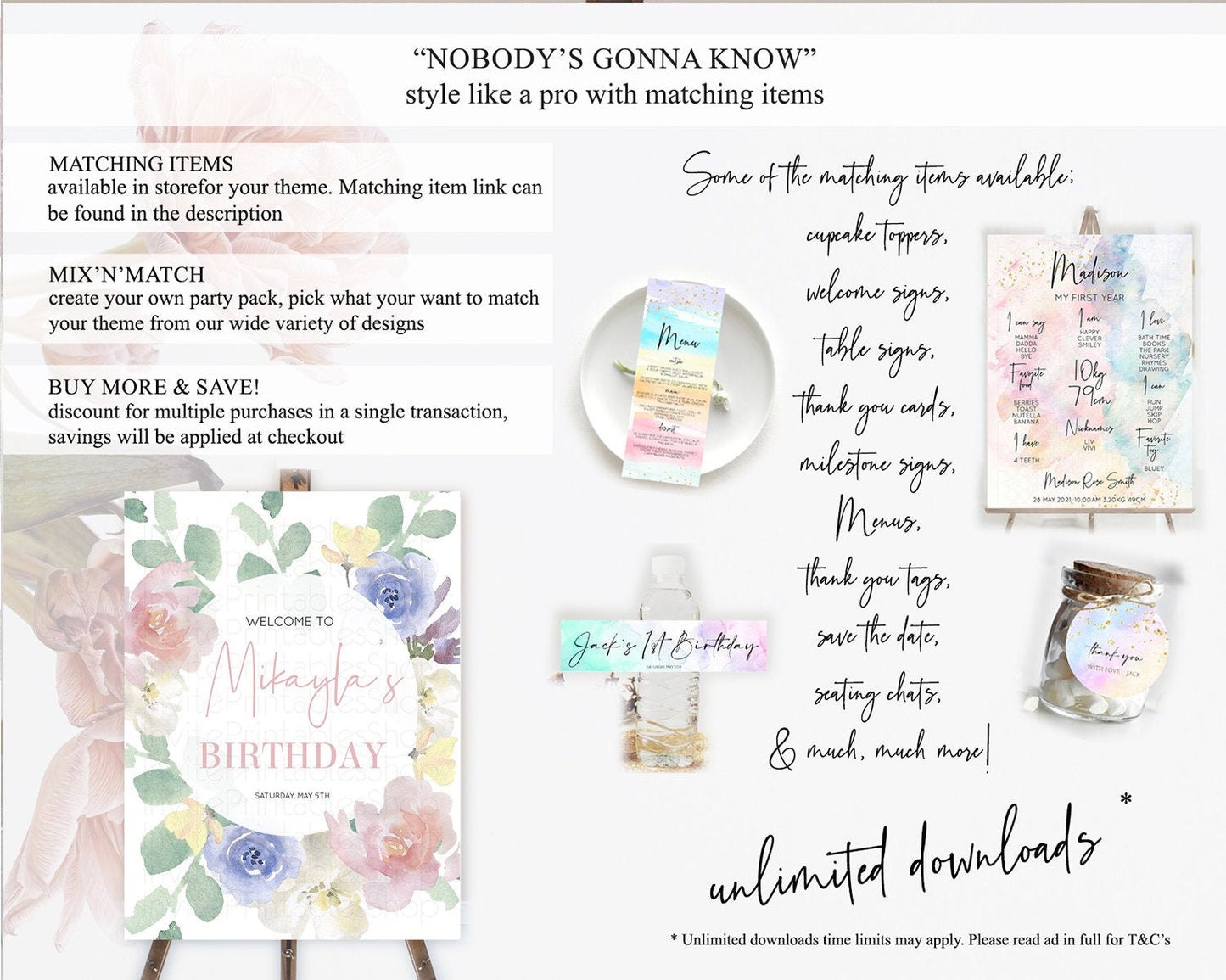 Secret Garden Welcome Sign Wildflower Welcome Board Pastel Flower Garden Welcome Poster Boho Wildflower First Birthday Welcome Sign D10860