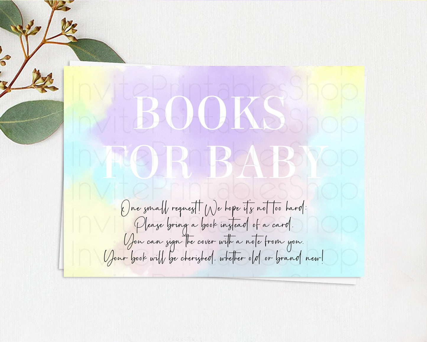 Pastel Books For Baby Card Pastel Rainbow Book Insert Colorful Ombre Watercolor Book Card Confetti Glitter Baby Book Poem Request D10617