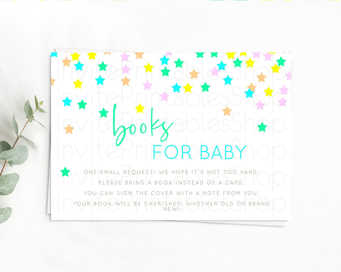 Pastel Star Books For Baby Card Shooting Star Book Insert Twinkle Little Star Book Card Rainbow Confetti Guests Book Poem Request D10397