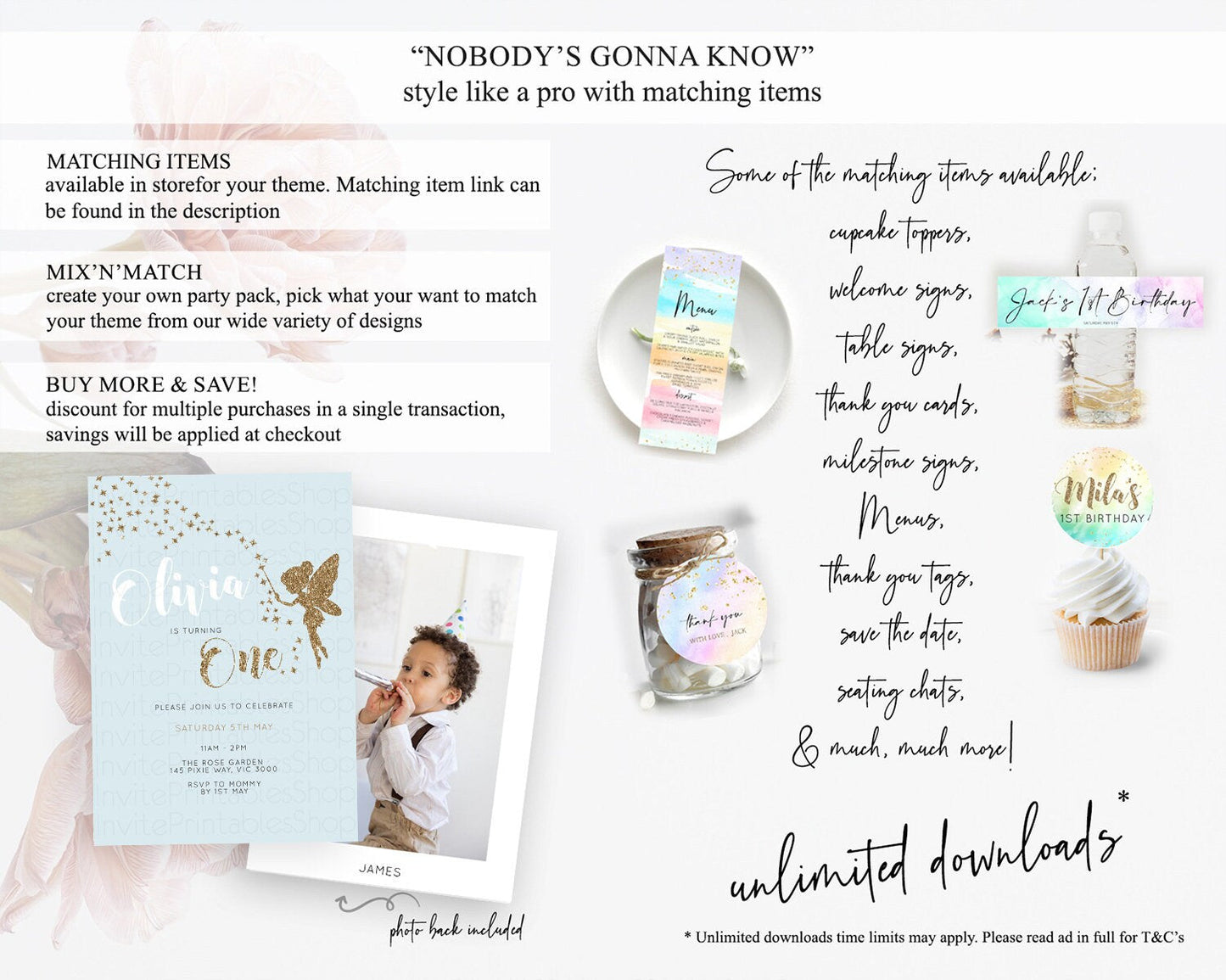 Fairy Birthday Invitation Fairy Invites Fairy Tea Party Fairy Garden Birthday Secret Garden Enchanted Garden Pastel Floral Butterfly D10907