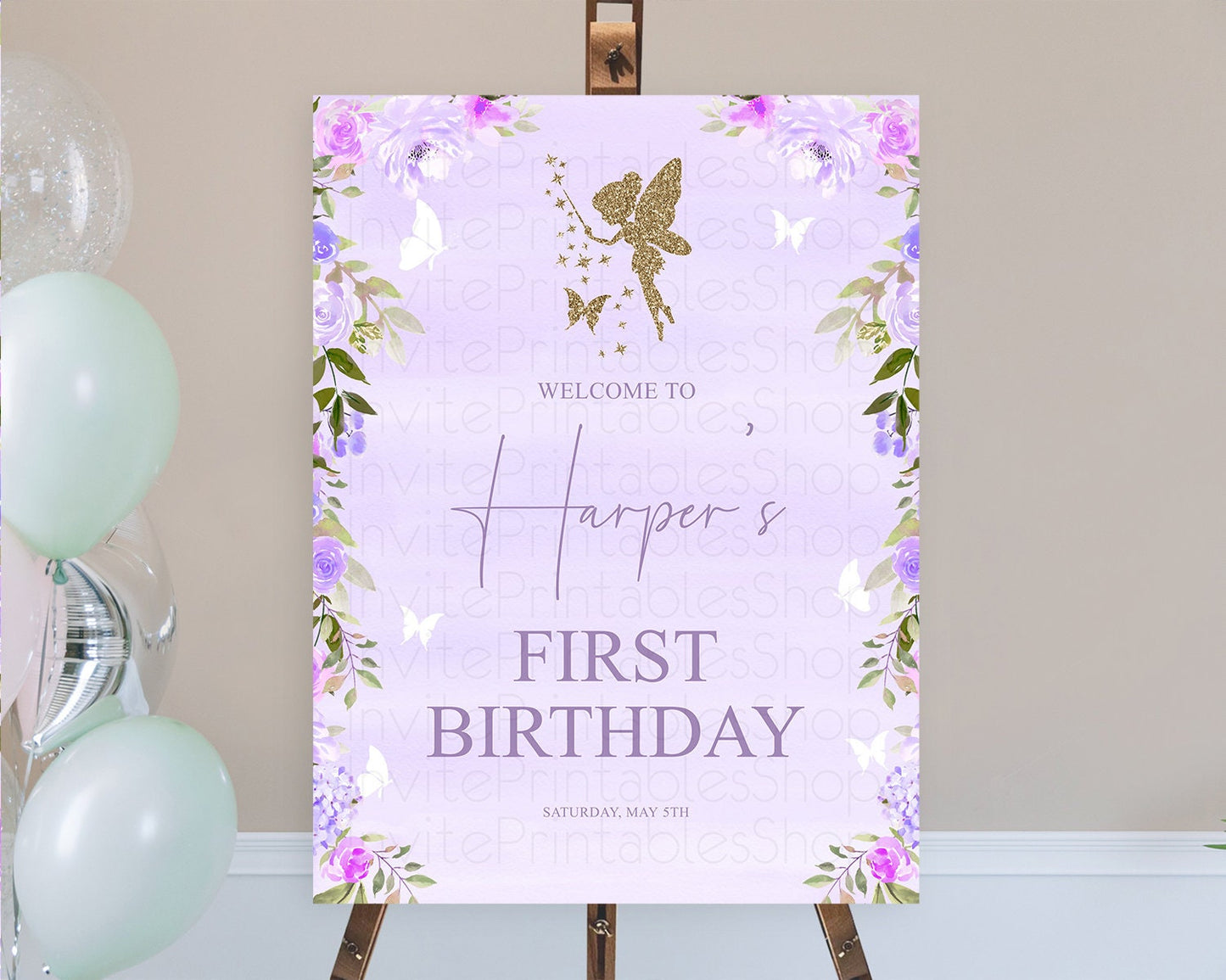 Fairy Welcome Sign Fairy Welcome Board Enchanted Garden Pastel Floral Butterfly Décor Secret Garden First Birthday Welcome Sign D10910