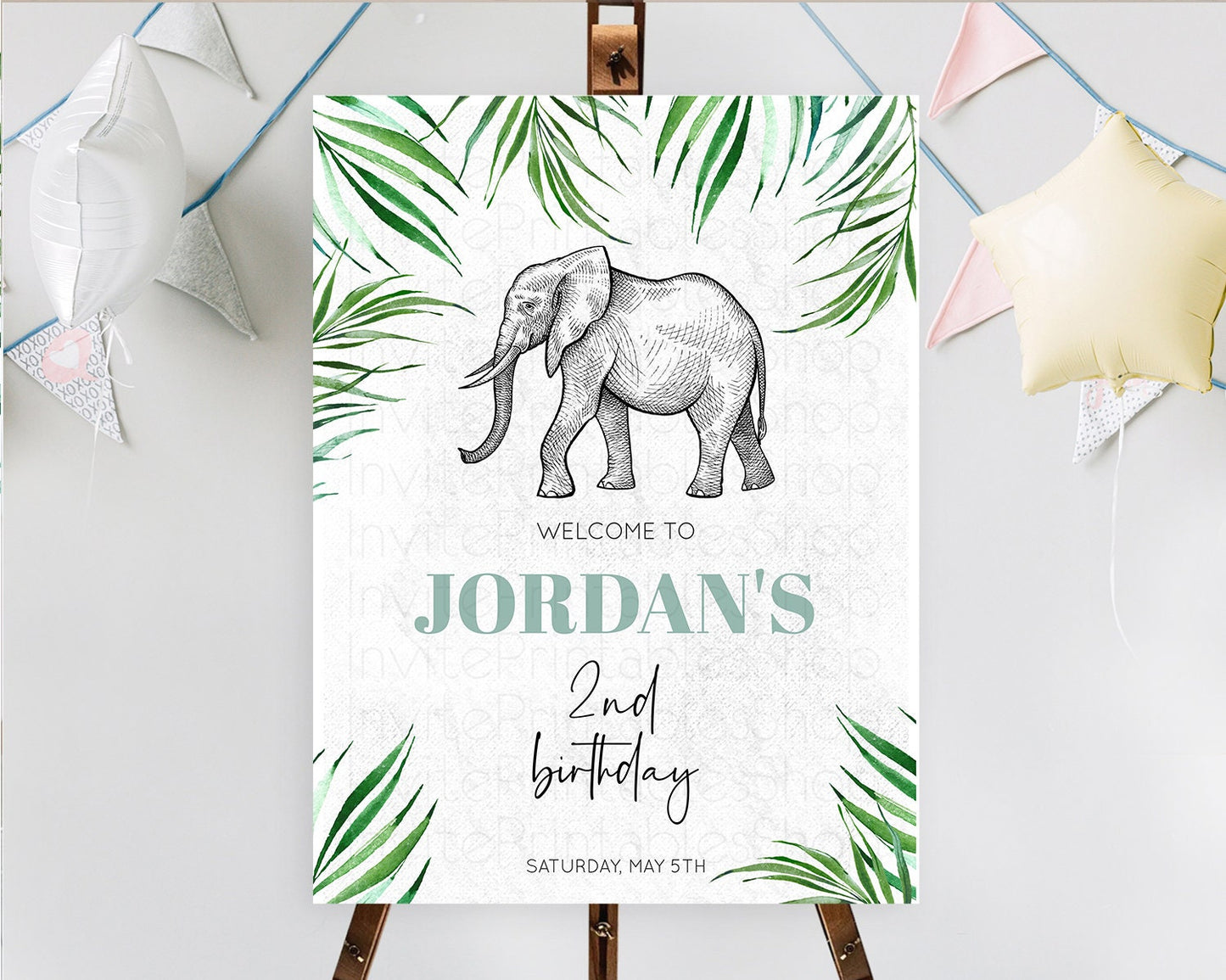 Elephant Welcome Sign Elephant Welcome Board Elephant Party Welcome Poster Safari Party Decor Elephant First Birthday Welcome Sign D10850