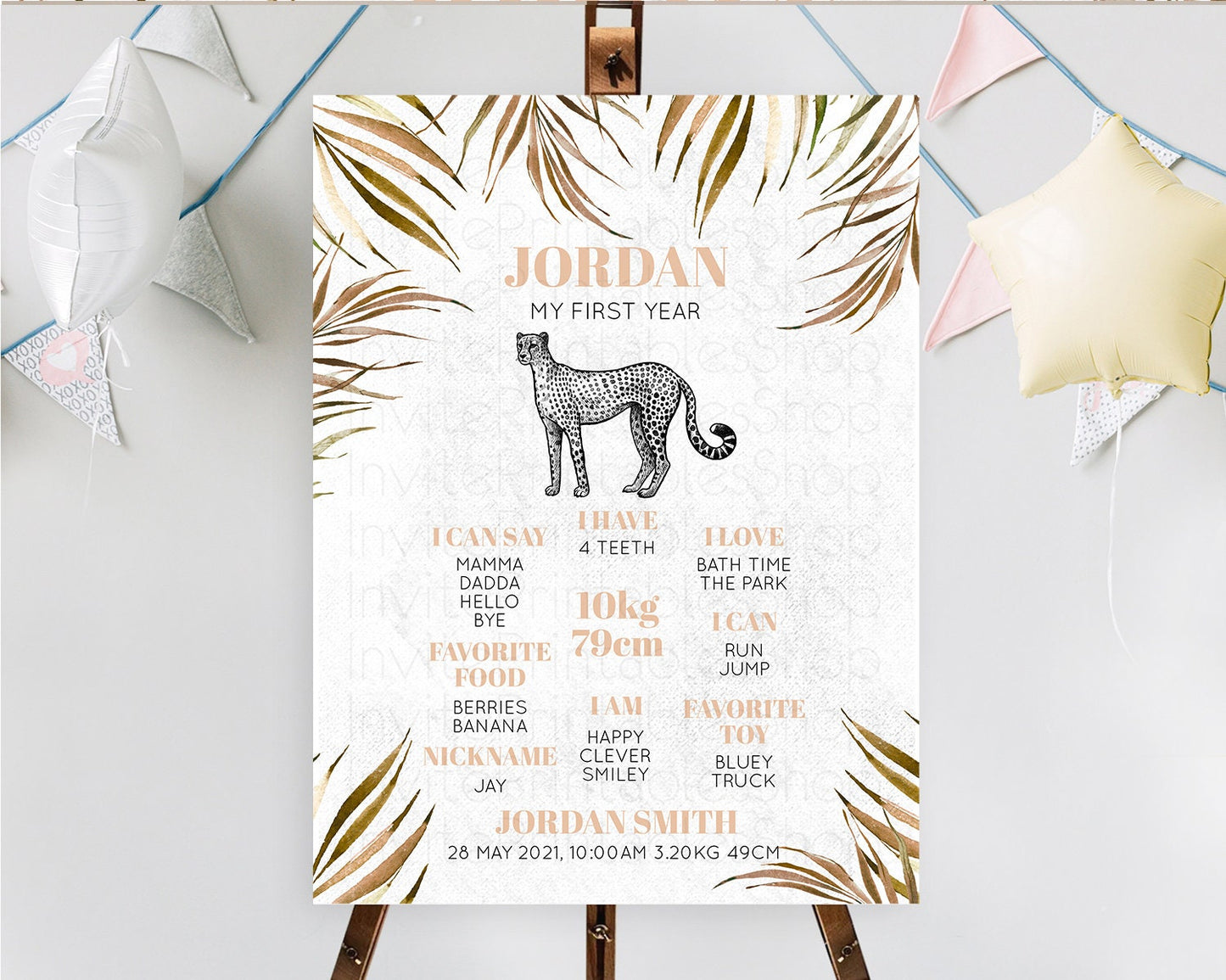 Cheetah First Birthday Milestone Board Cheetah Milestone Poster Cheetah Decor Safari Adventure Cheetah First Birthday Welcome Sign D10291