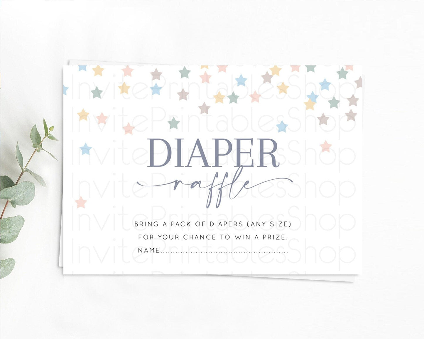 Pastel Star Diaper Raffle Card Shooting Star Diaper Raffle Insert Twinkle Little Star Diaper Ticket Rainbow Confetti Raffle Game D10795