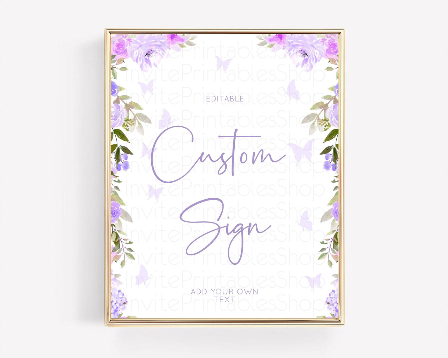 Wildflower Floral Table Sign Decor Secret Garden Sign Template Pastel Floral Garden Party Purple Flowers Birthday Baby Shower Wedding D10719