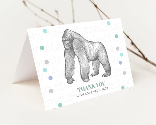 Editable Gorilla Thank You Gorilla Thank You Card Gorilla Party Birthday Tha