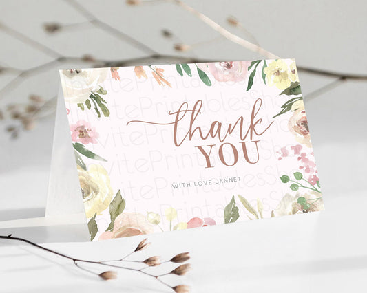 Editable Secret Garden Thank You Wildflower Thank You Card Pastel Flower Gar