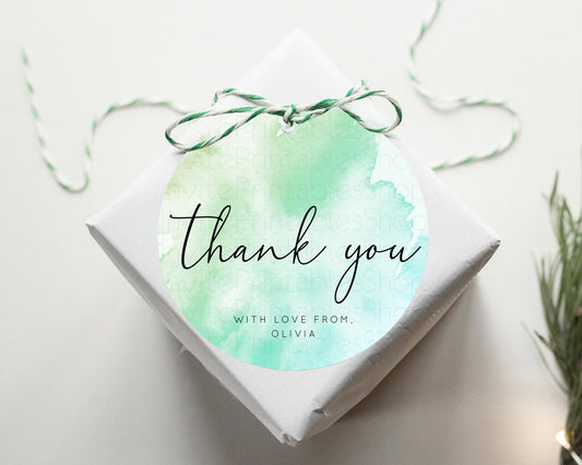 Editable Green Thank You Tags Green Watercolor Thank You Gift Tags Pastel Gr