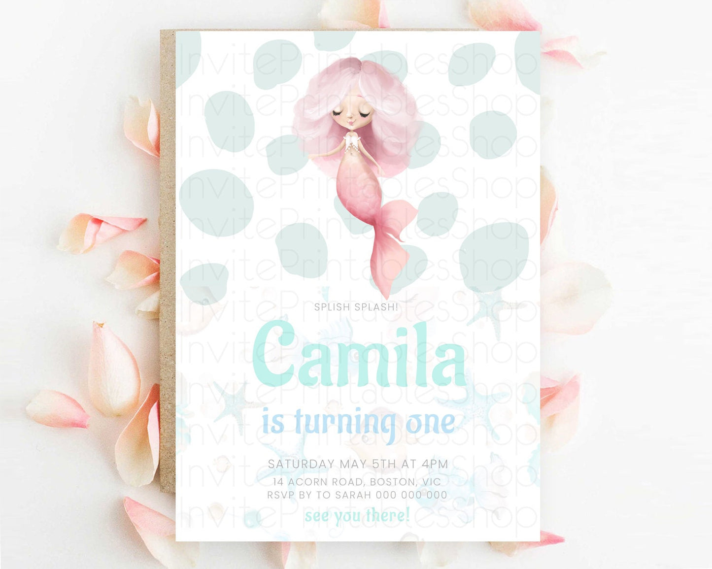 Mermaid Birthday Invitation Mermaid Invitation Rainbow Fish Under The Sea Colorful Pastel Mermaid Pool Party 2nd 1st First Birthday D10149